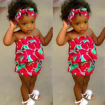 

Kids Baby Girl Watermelon summer 3pcs Set baby girl Tops +Shorts Pants+Headband Summer 3PCS