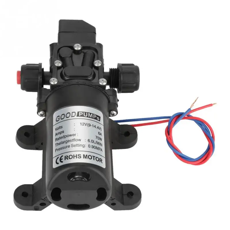 

DC 12V 70W Self Priming Pump 0.9Mpa 6LMin Water High Pressure Diaphragm Pumps Tool New