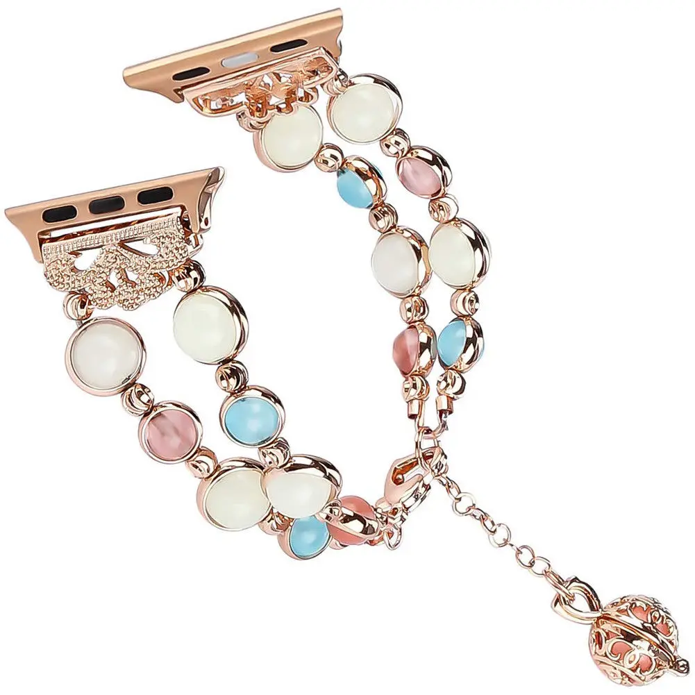 

New Design Beads Bracelet Strap for Apple Watch Series 4 3 2 1 Luminous Beads Watch Band for iWatch 38/40/42/44mm Women Girls