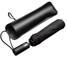 Дорожный зонтик, 10 ребер лучший ветрозащитный зонтик с тефлоновым покрытием, автоматическое закрывание и Улучшенная удобная ручка-подарок Lea