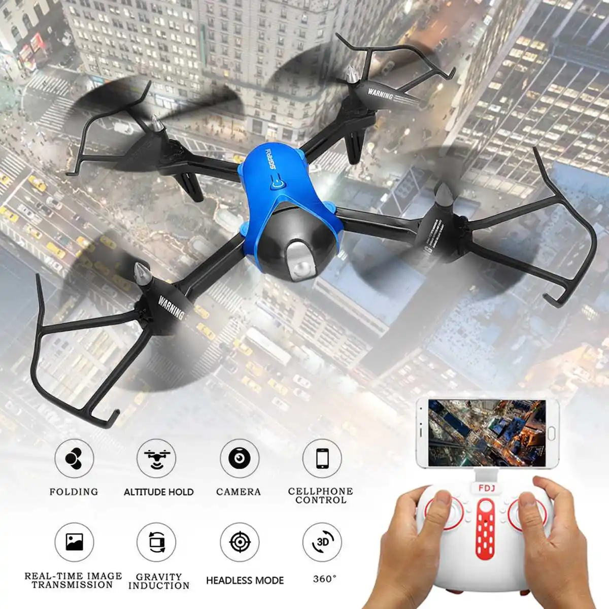 

RC Quadcopter Drone WIFI FPV W/ Camera Altitude Hold One Key Return Foldable Arm Stable Headless Mode Gravity Sensor Wide Angle