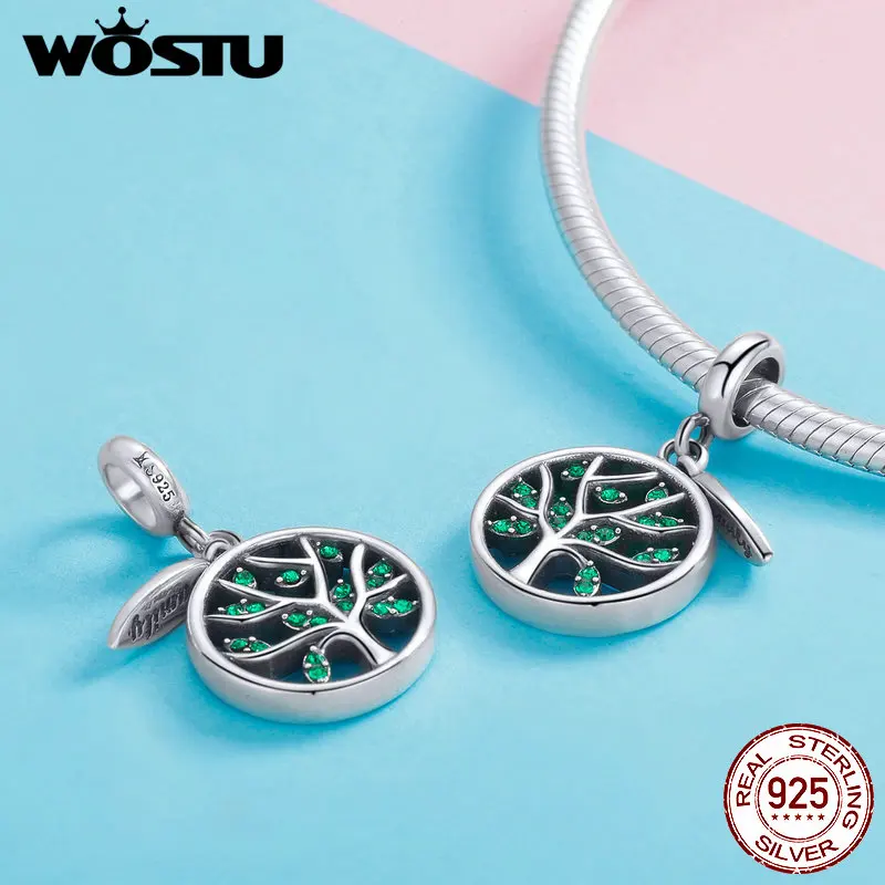 WOSTU Frühling Sammlung 925 Sterling Silber Lebensfähig Baum Charms Fit Armband & Armreifen Trendy Echtem S925 Schmuck Geschenk CQC947