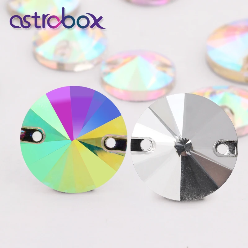 

8mm-18mm Round Crystal AB Color Silver Base Rhinestone Sewing Patterns, Sew On Stones Spacer buttons for Garment Jewelry