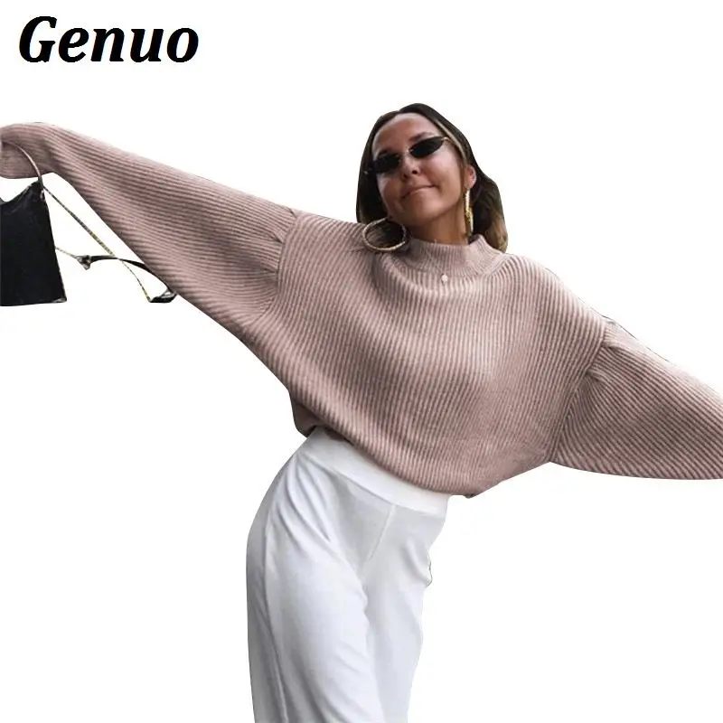 Genuo Winter Women Sweaters Fashion Batwing Sleeve Pullovers Plus Size Loose Knitted Sweaters Female Jumper Tops