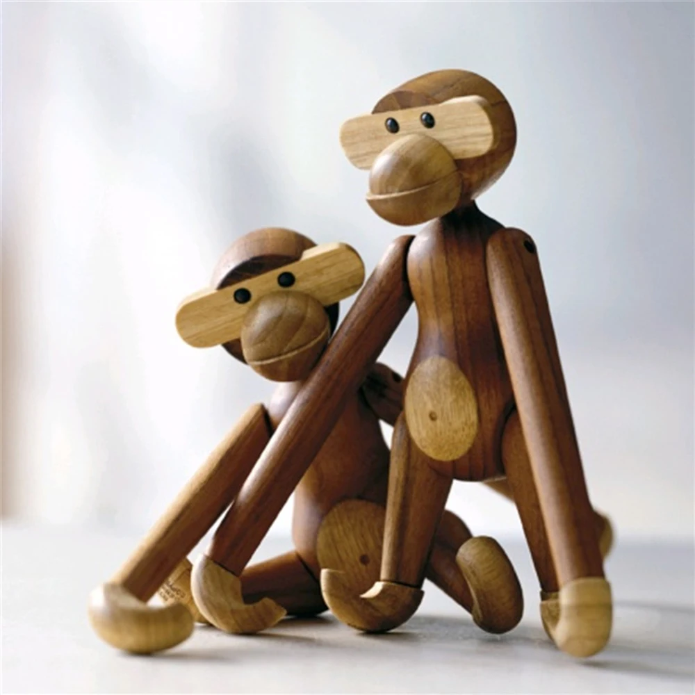 

Wooden Monkey Figurine Teak Desk Christmas Ornaments For Home Decor European Style Decoration Crafts For Home Office Desk