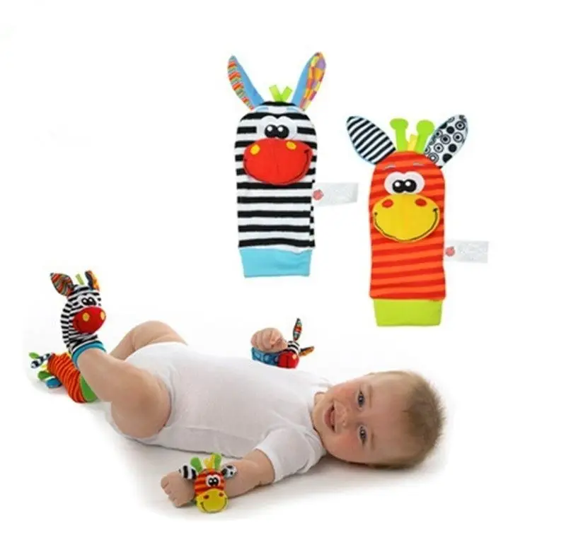 

2019 New Baby Rattles Soft Plush Toy Kids Foot Bells Foot Sock Rattles Wrist Band Bells For Newbron Gift Easter Toy Wholesale
