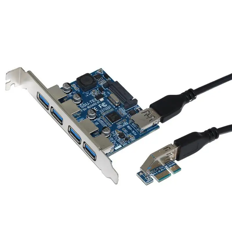 4 Port PCI-E to USB 3.0 HUB PCI Express Expansion Card Adapter 5 Gbps Speed with SATA interface For Desktop Computer Components 4 Port PCI-E to USB 3.0 HUB PCI Express Expansion Card Adapter 5 Gbps Speed with SATA interface For Desktop Computer Components
