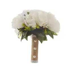 Свадебный букет товары Невеста Холдинг Цветы Евро-американский белый Искусственный белая роза связка Свадьба Холдинг Цветы
