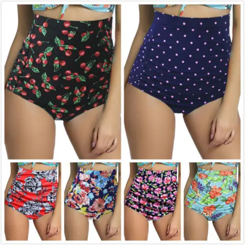 New Hot Sale Two-Piece Separates Women Retro Floral High Waist Bikini Bottom Swimwear Swimsuit Bathing Swimming Beachwear