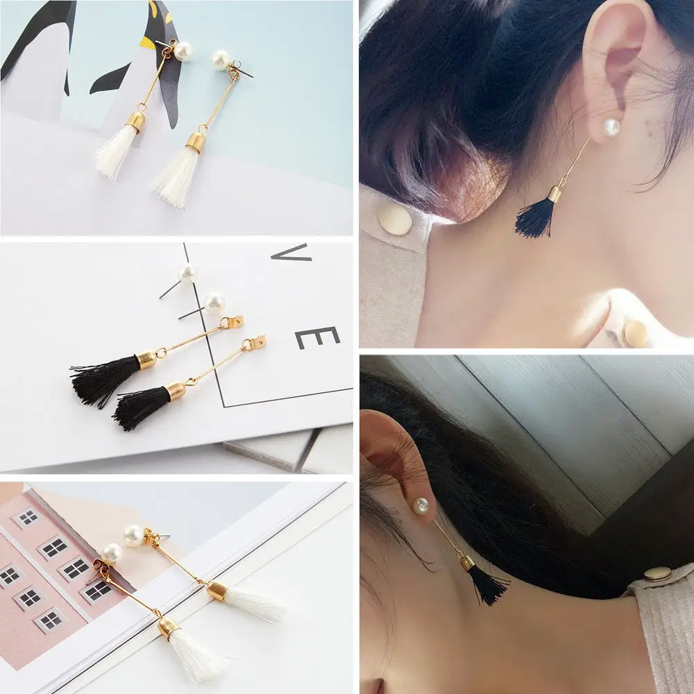

2019 New arrival hot Fashion Women Bohemian Tassel Earrings Big Fringe Pearl Ear Drop Jewelry Gift For Women 2019 Jewelry