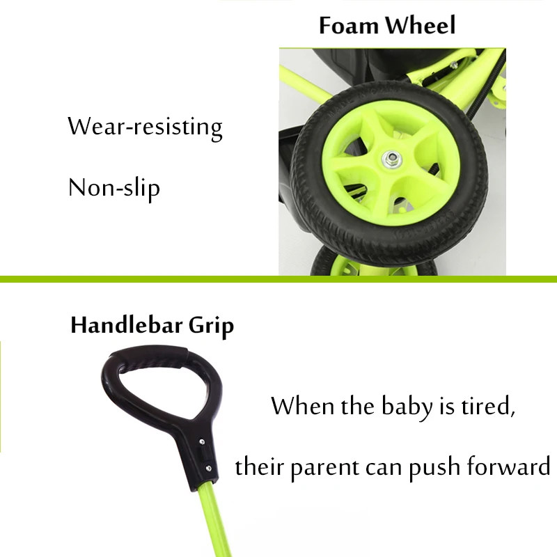 Baby Kids Toddler Trike Parent Handle Push Along TricycleDIY Bicycle Bike Walker New Infant Gift Indoor Outdoor With Umbrella