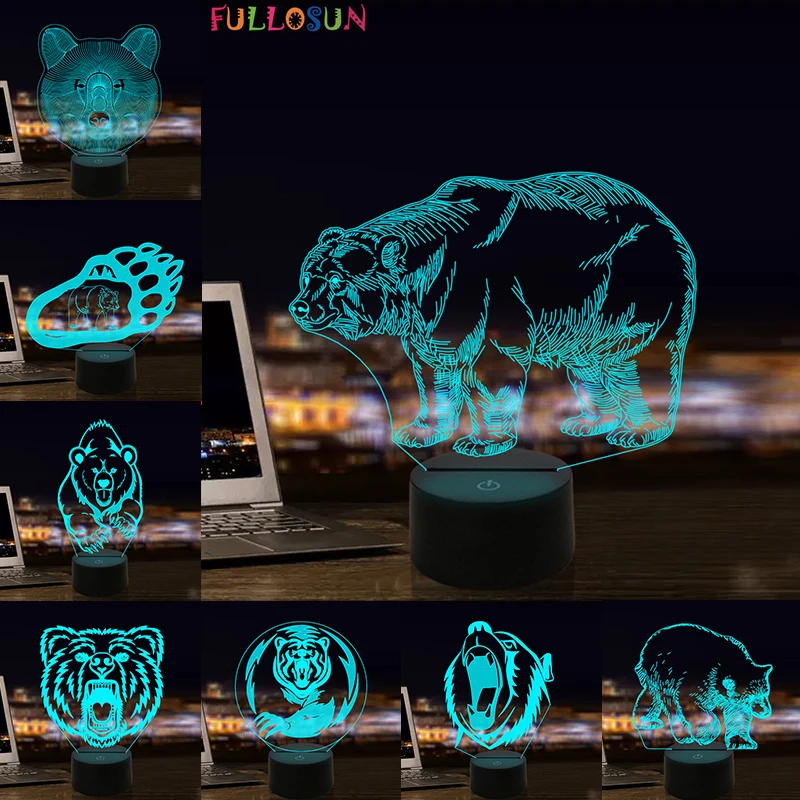 

Bear 3D Light Touch Control LED Night Light Acrylic Lamp for Easter Day Holiday Gift