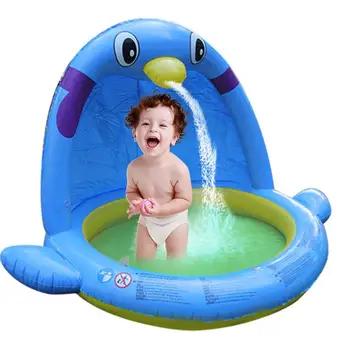 

Children's Large Water Spray Game Mat Indoor Swimming Pool Thickened Penguin Shape Inflatable Paddling Shade Bath Pool