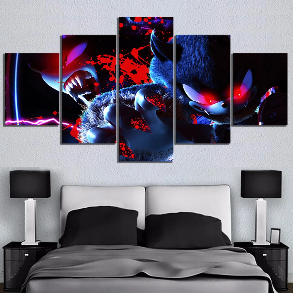 

5 Piece Sonic World Adventure Game Pictures Canvas Printed Wall Pictures Home Decor For Living Room Poster Canvas Wholesale