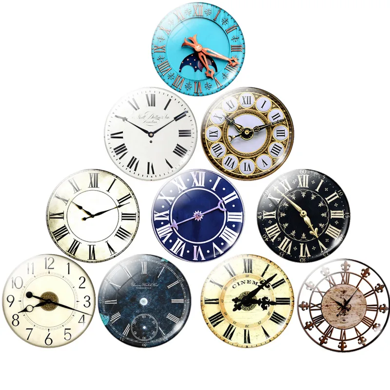 

Round Vintage Clock Pocket Watch Pattern Glass Cabochon For DIY Jewelry Making Findings 25MM Demo Flat Back Making Findings