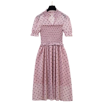 

new women summer favors fair maiden long dress lace vestidos elastic waist dresses girl clothes party outfit sweet woman
