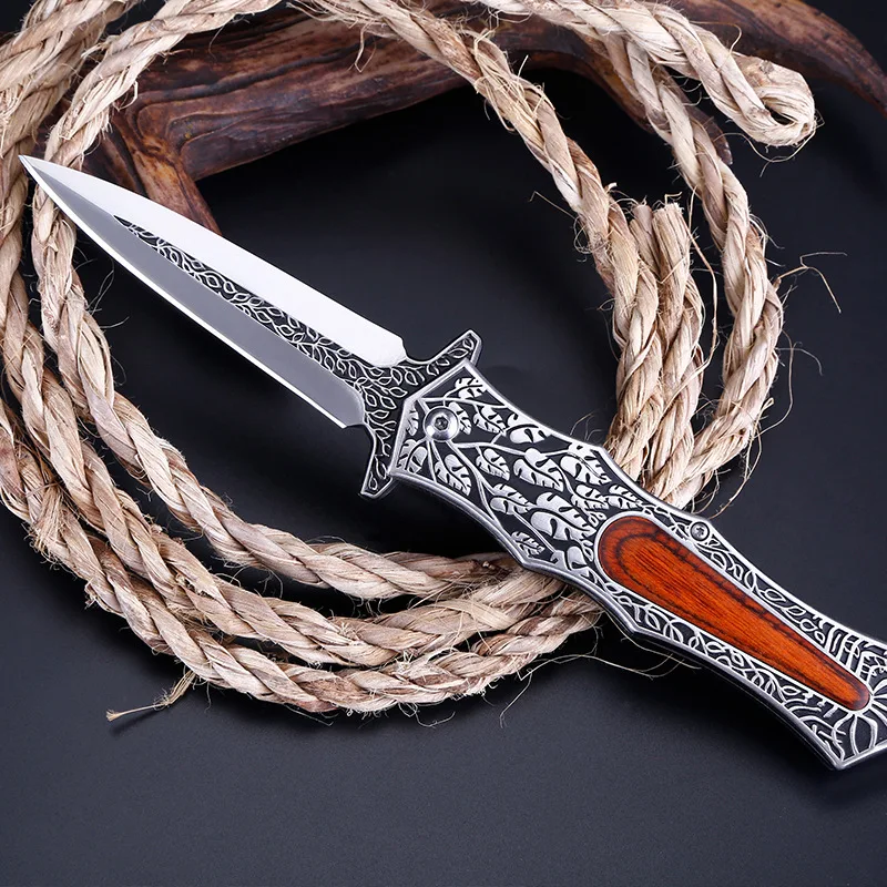 Tanie Taktyczny składany nóż myśliwski owoce mały prosty Mini uchwyt EDC kieszonkowe narzędzia zewnętrzne Camping Survival Cutter kolorowy uchwyt