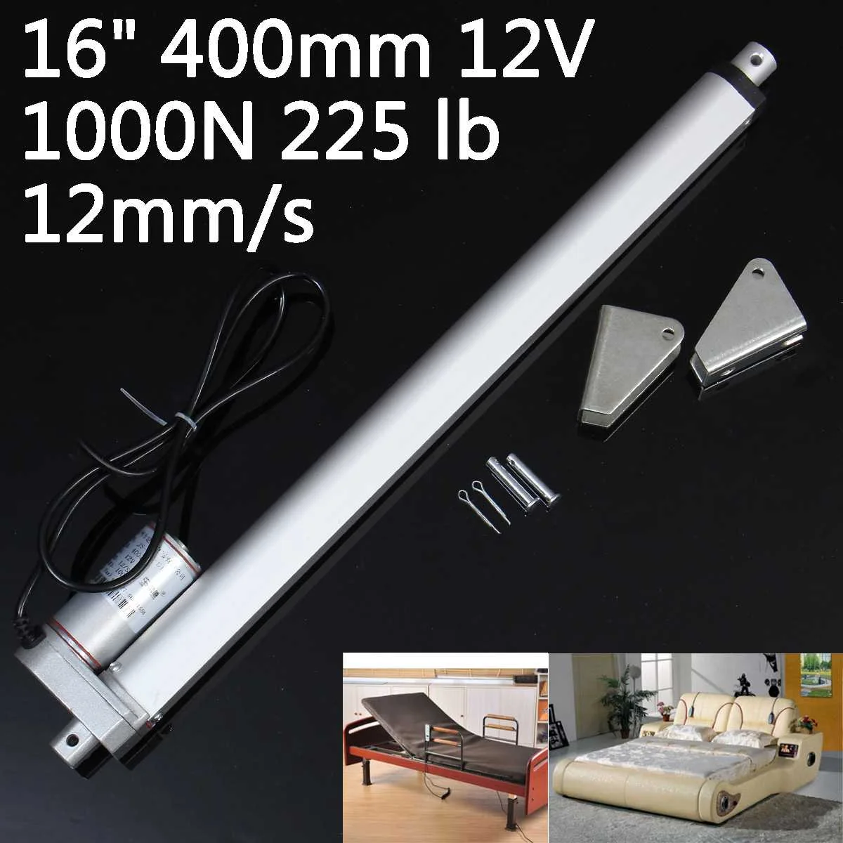 

DC Electric Putter Heavy 16 inch 400mm 12V 1000N 225lb Stroke Electric Linear Actuator Motor