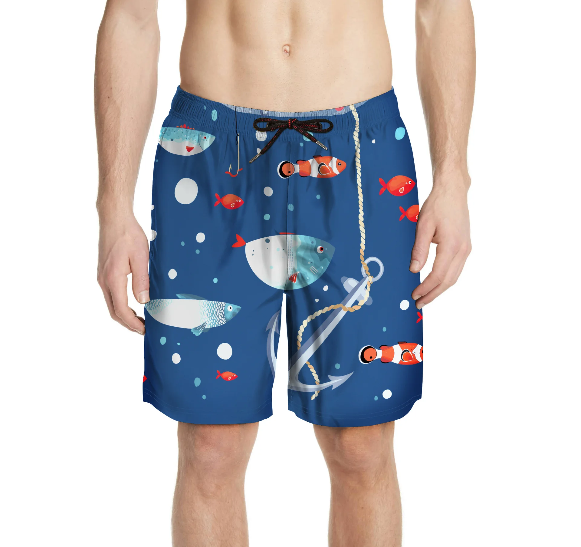 

Quick-Drying Beach Shorts And Trousers 2019 Summer New Style Tropical Fish Print L Leisure Loose Peach Skin Shorts