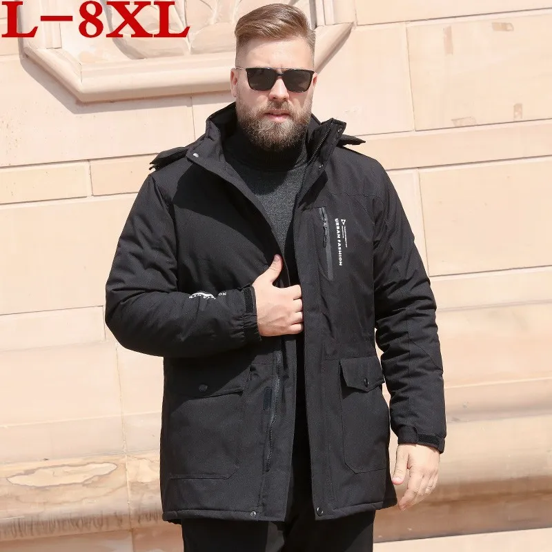 2018 Plus size 8XL 7XL6XL Men's Winter Warm Jacket Hooded Slim Casual