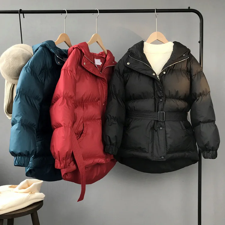 2018 Pardessus Coton Streetwear Impression Lâche Outwear black Hiver Coréenne Épaississement O Casual Mooirue Cou blue Harajuku Automne Red Veste bf76yYg