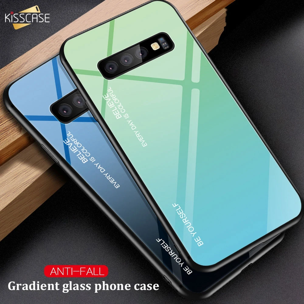 

KISSCASE Tempered Glass Phone Case For Samsung Galaxy Note 8 9 S8 S9 S10 Plus S10E J4 J6 J8 A6 A8 Plus A7 A9 2018 Cover Shell