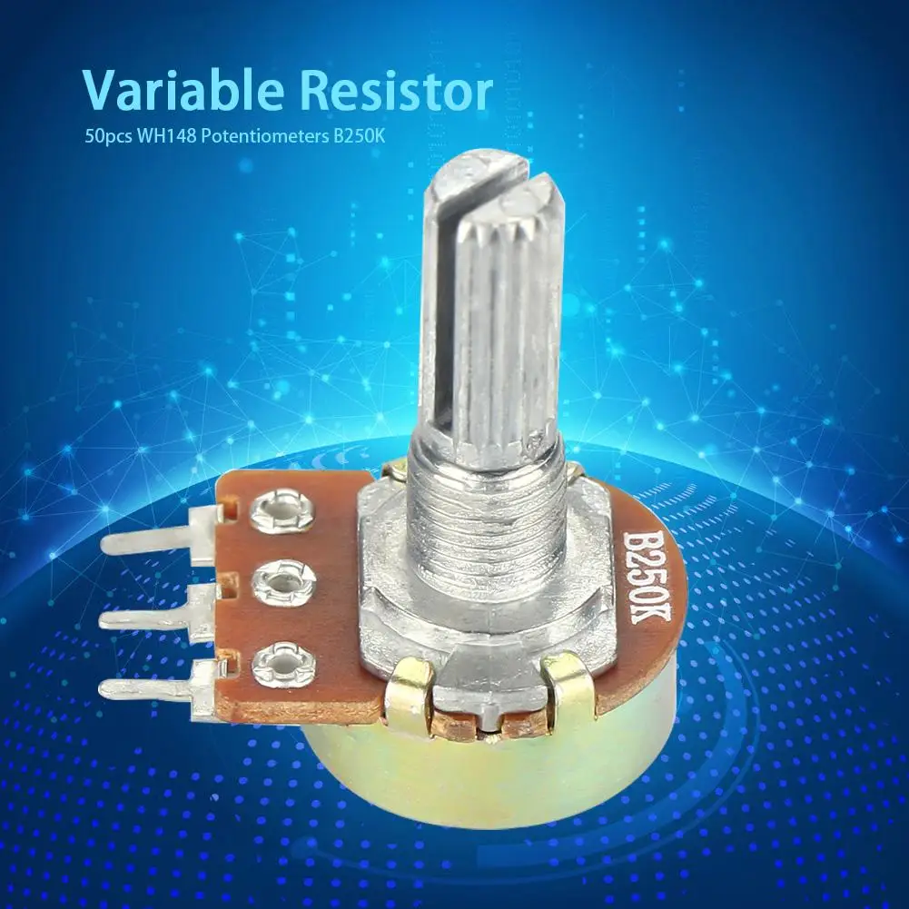 50 шт WH148 B250K Линейный Пот Регулируемый поворотный регулируемый резистор потенциометра 20 мм стиль Модные