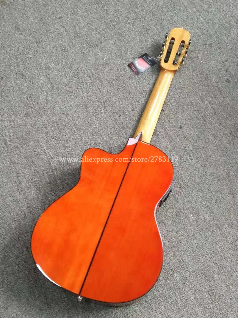 Professional Cutaway 39 inch Electric Acoustic Flamenco guitar With Spruce/Aguadze Body,Classical guitar with pickup,Red color Professional Cutaway 39 inch Electric Acoustic Flamenco guitar With Spruce/Aguadze Body,Classical guitar with pickup,Red color