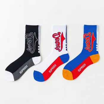 

Fashion Letter Patterned Cool Women Socks Cotton Soft Breathable Harajuku Hit Color Splicing Socks Funny Short Sokken