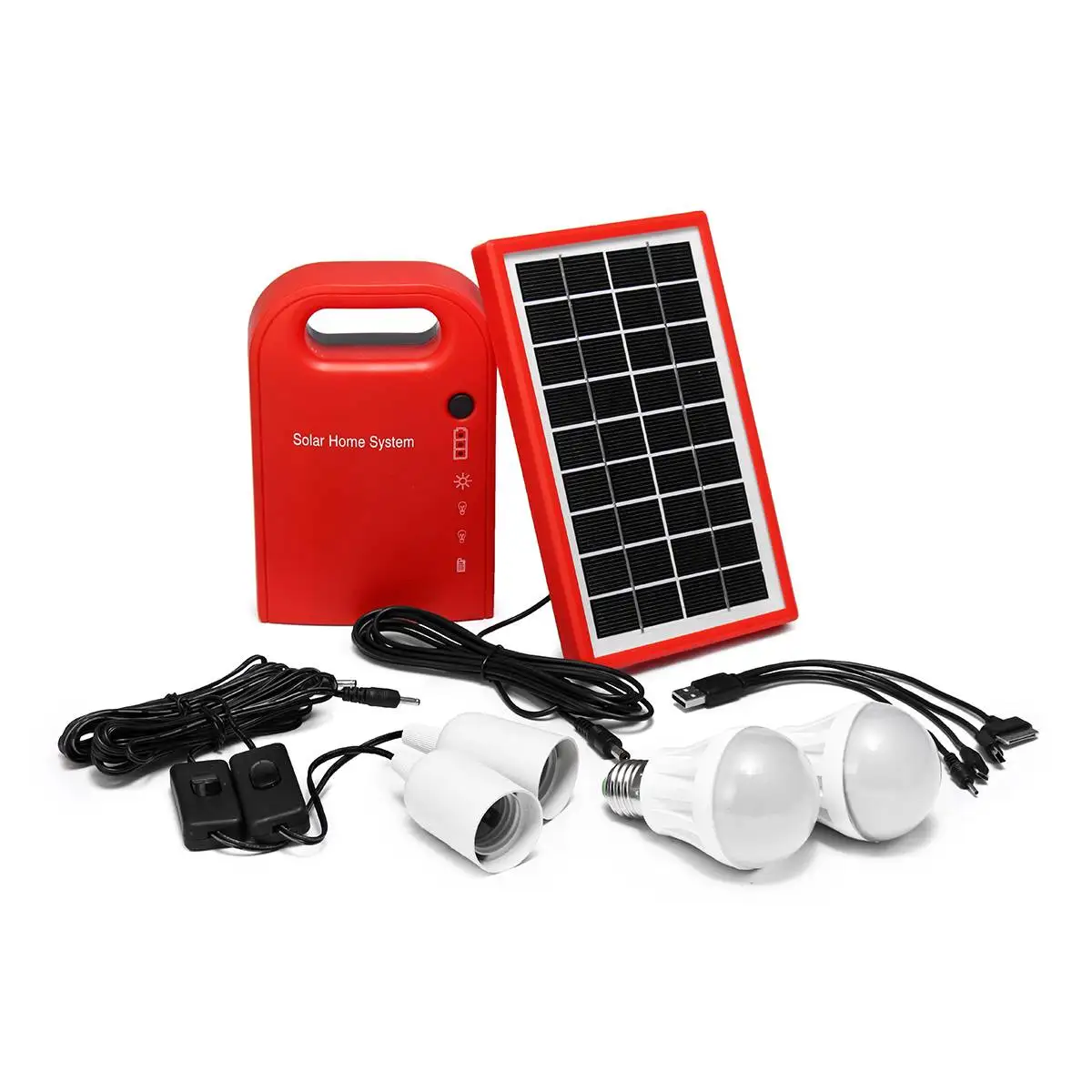 

Portable DC Solar Power Panel Generator Kit LED Light USB Charger Home Solar Power System Set Household Emergency Lighting