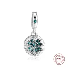 925 стерлингового серебра ослепительный счастливый четырехлистный клевер бисера подходящие амулеты Серебро 925 браслет для изготовления ювелирных изделий Berloque