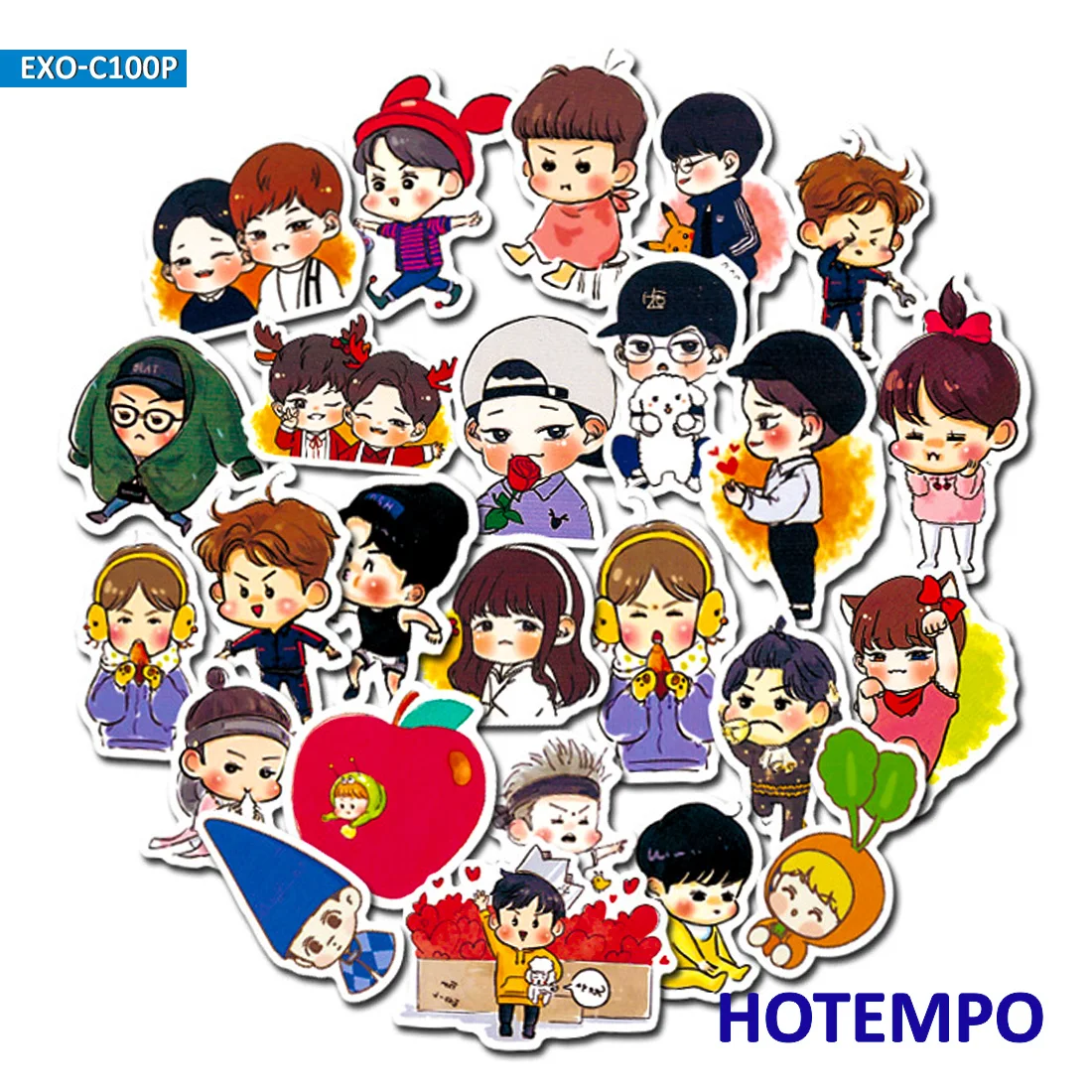 100pcs Fashion Stickers Kpop Boy Men Team DIY Letter Diary Scrapbooking Stationery Pegatinas Mobile Phone Laptop Decal Stickers