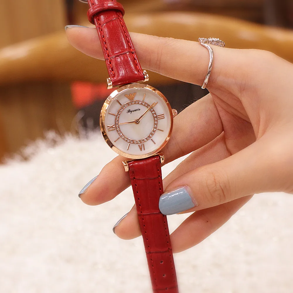 2019 Новое поступление Франция Популярные Полный алмаз кварцевые часы для женщин простой рома Diamond Dial веревка ремешок часы для студентов