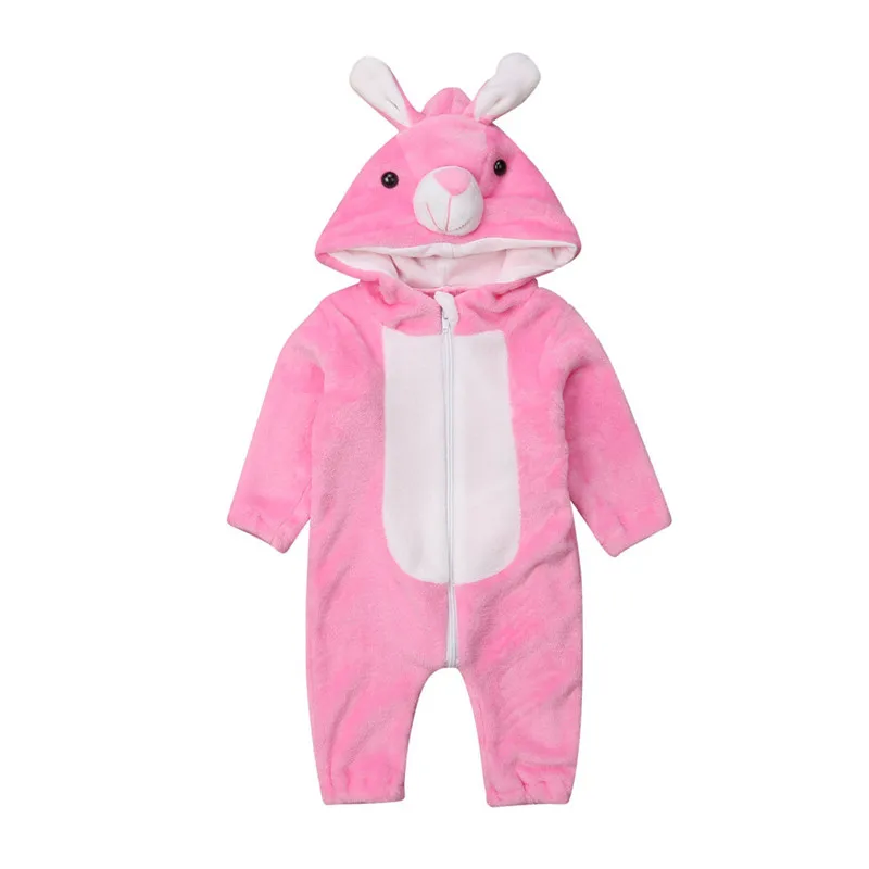 

Newborn Kids Baby Boys Girls Bunny Zipper Hooded Long Sleeve Romper Jumpsuit Outfits Autumn Cotton Boy Girl Clothes