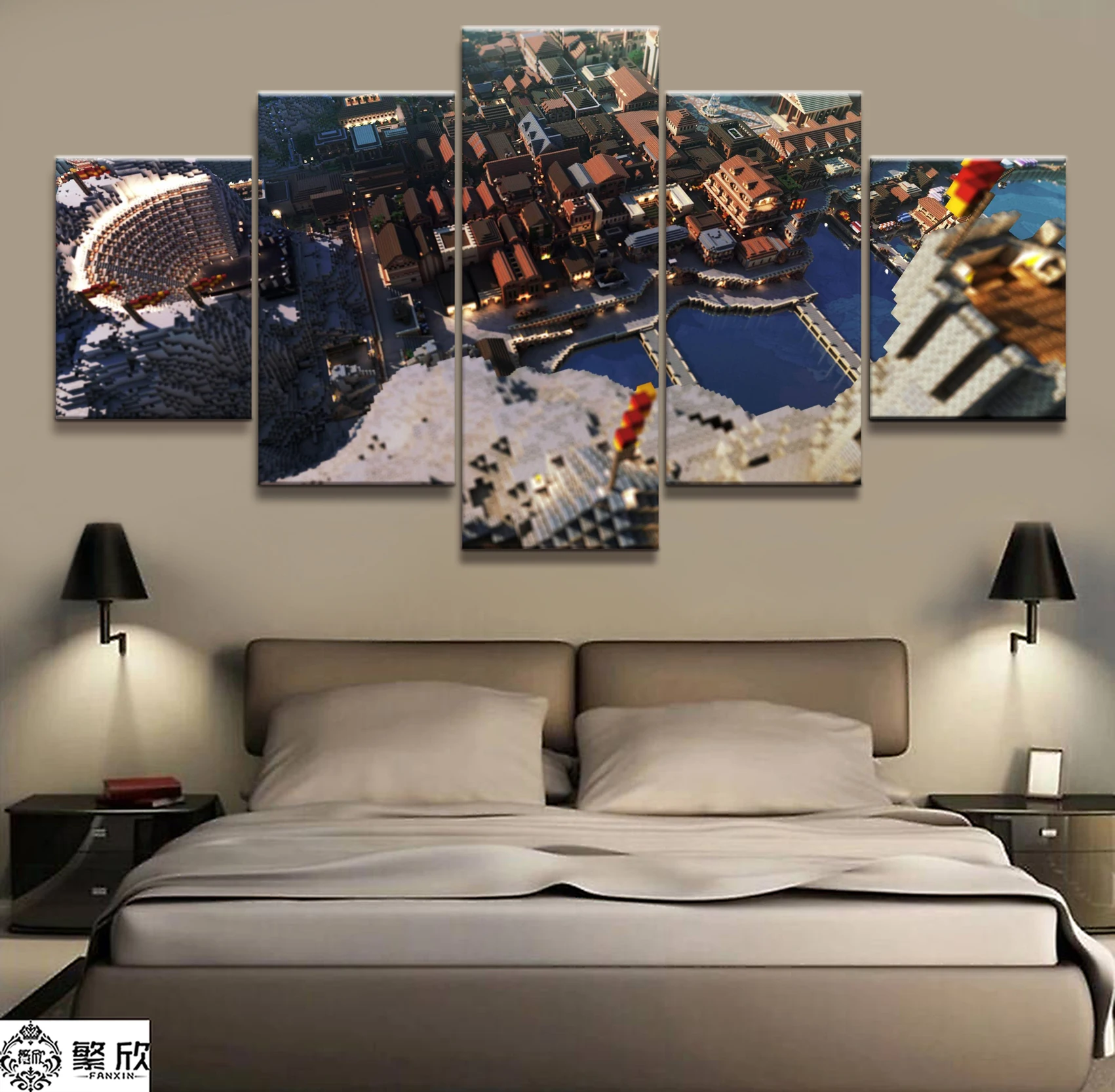 

Canvas Printed Game Poster Minecraft 5 Pieces Wall Art Canvas Painting Home Decor For Living Room Artwork Cuadros Wall Decor Art