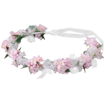 

1pc Simulation Fairy Flower Wreath Garland Decorative Floral Hair Wreath Hairband Headpiece for Girls Festival Holiday Wedding