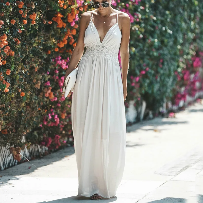 white halter beach dress