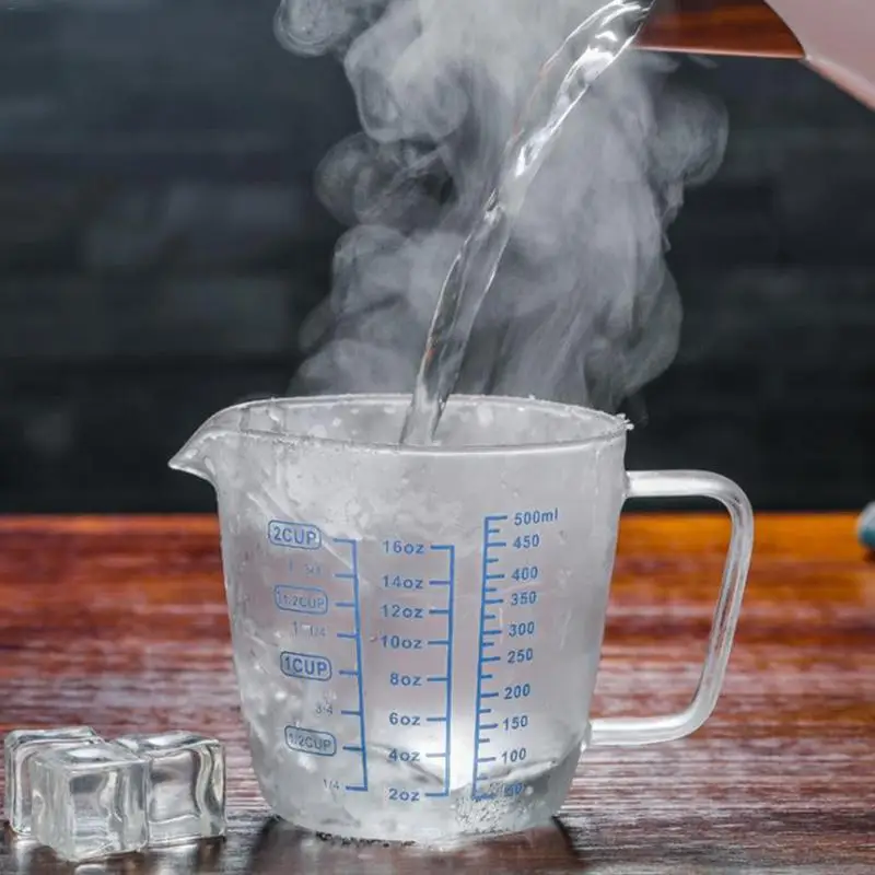 Высокая боросиликатная термостойкая стеклянная мерная чашка, детская чашка для молока со шкалой, прозрачная шкала для микроволновой печи, чашка с крышкой