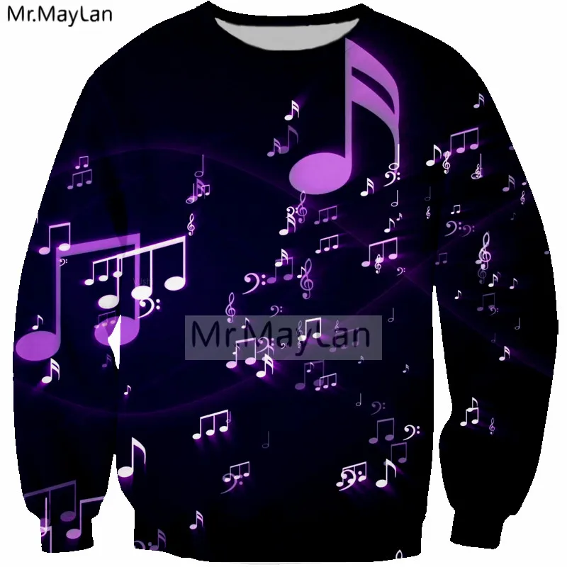 Modis Music Symbol Printed 3d Sweatshirts Men/women Gothic Style Long Sleeves Pullover Hoodies Boys Hipster Black Tops Clothes