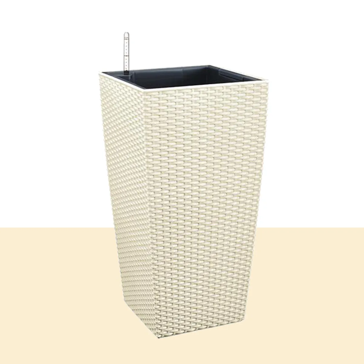 

Outdoor/Indoor White Creatives Self Watering Planter Home Gardening Plastic Woven Garden Flower Pot with Water Level Indicator