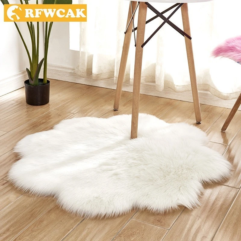 Soft Rug Chair Cover Artificial Sheepskin Wool Warm Hairy Carpet Seat Mats