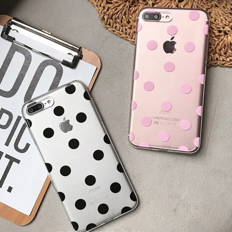 

Ultra Thin Cute Polka Dots TPU Phone Case For iPhone XS Max X XR XS Soft TPU Clear Cases for iPhone 6 6s 8 7 Plus back cover