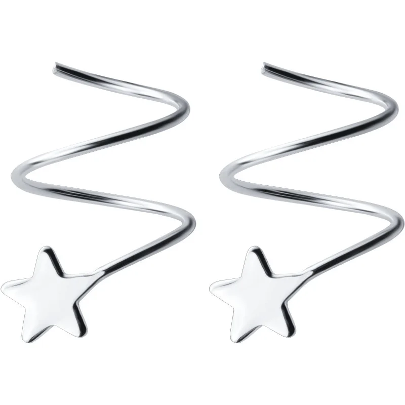 

100% 925 Sterling Silver Women's Small Star Ear Bones Ear Buckle Ring Tightly Packed Mini Double Ring Earrings
