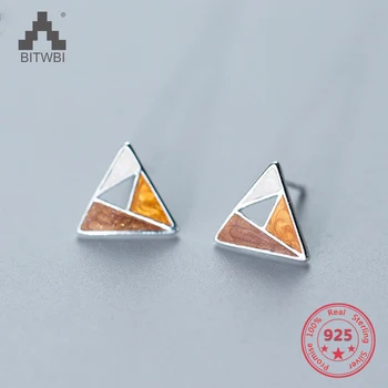 

Japan Hot Style S925 Sterling Silver Simple Fashion Cute Sweet Colorful Geometric Round Traingle Stud Earring Jewelry for Girl