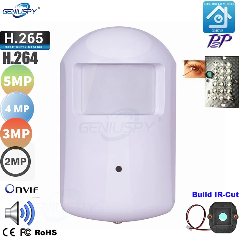 

5MP 4MP 3MP 2MP Super HD 940NM Invisible IR Night Vision Onvif PIR Style Mini IR IP Camera With Microphone Audio IR-Cut