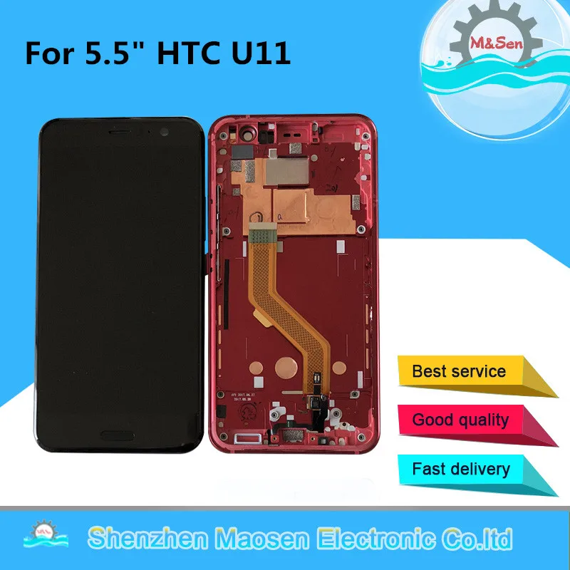 

M&Sen Frame For 5.5" HTC U11 LCD Screen Display+Touch Panel Digitizer Screen For HTC U11 U-3w U-1w U-3u Display