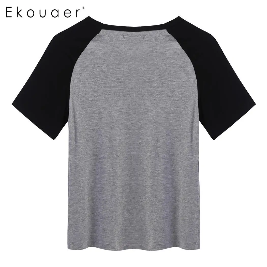 Женский пижамный комплект Ekouaer футболка с коротким рукавом и шорты в стиле