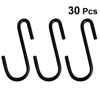 

30Pcs S Hooks Kitchen Multifunction Chrome Heavy Duty Hangers Metal Hooks for Hanging Pots and Pans (Black)