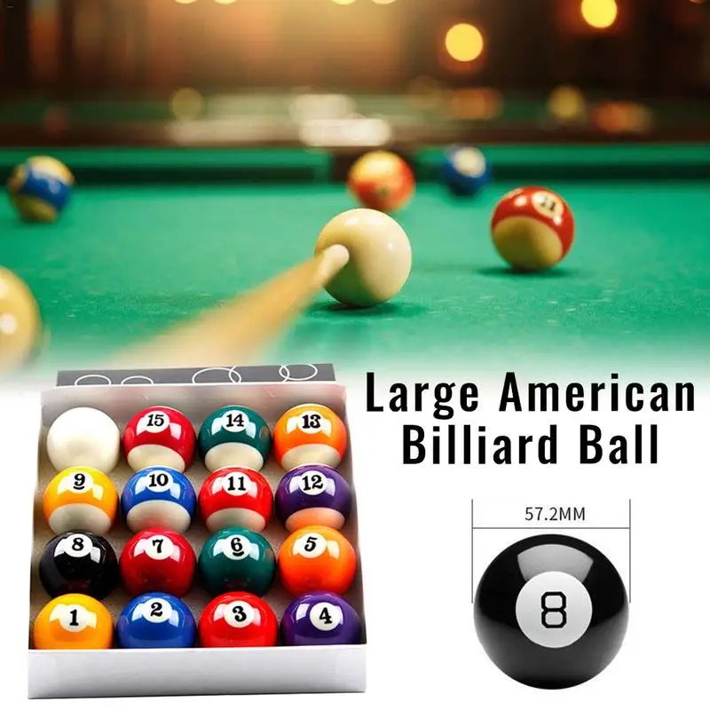 

Full Set Standard 2-1/4inch Billiard Pool Ball Set 16 x 57.2mm Billiard Pool Ball Replacement Standard Regular