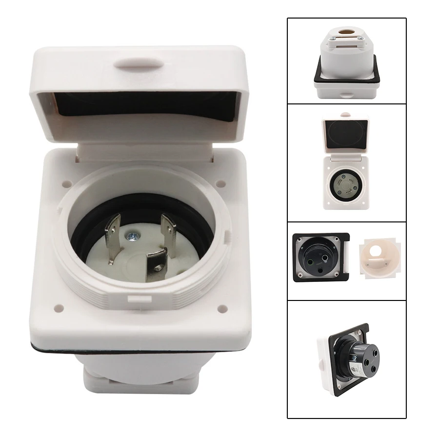  For RV Power Twist Lock Plug Inlet 30 amp 125V Female Locking Connector With Cover Weatherproof Boo